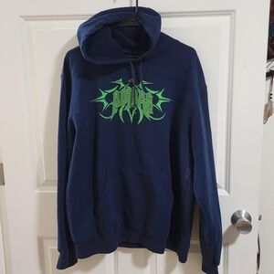adidas Navy Hoodie with Neon Green Design